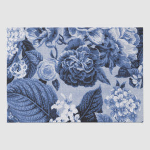 Papier Mousseline Bigorneau Toile floral vintage bleu No.1