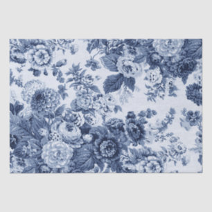 Papier Mousseline Bigorneau Toile floral vintage bleu No.3