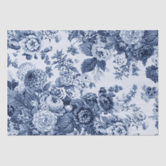 Papier Mousseline Bigorneau Toile floral vintage bleu No.3