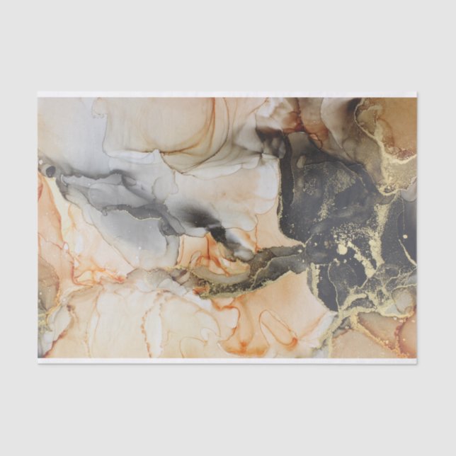 Papier Mousseline Bijou d'art Abstrait Citrus tonique, Noir & Or (Recto)