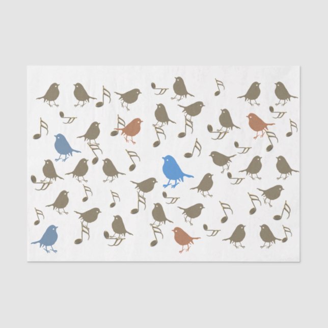 Papier Mousseline Bird Song Music Note Collage Découpage (Recto)