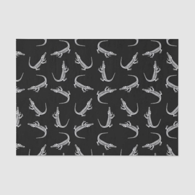 Papier Mousseline Black Alligators Imprimer Motif Animal Art Design (Recto)