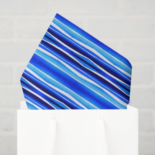 Papier Mousseline Black and Blue Painted Stripes  (Sac cadeau)
