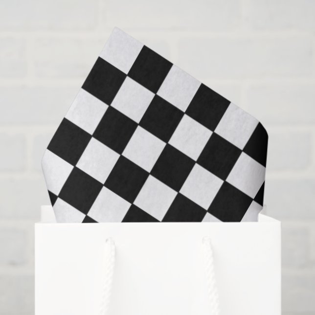 Papier Mousseline Black and White Checkered | Race Car Theme (Sac cadeau)