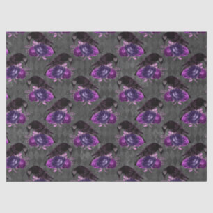 Papier Mousseline Black Birds et Purple Roses découpage