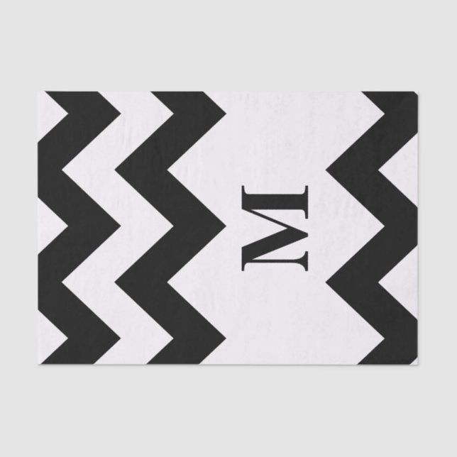 Papier Mousseline Black Bold Chevron avec monogramme (Recto)