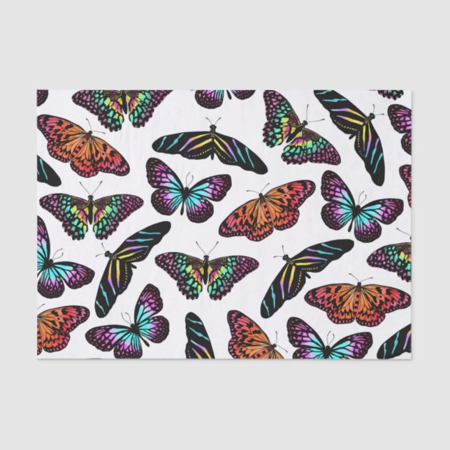 Papier Mousseline Black Colorful Butterflies (Recto)