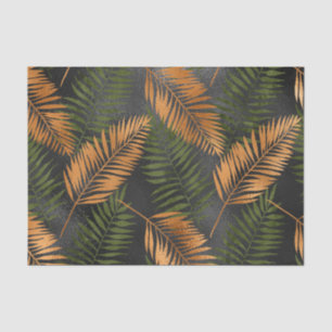 Papier Mousseline Black Copper Brown Palm Tree Leaf Glam Tropical