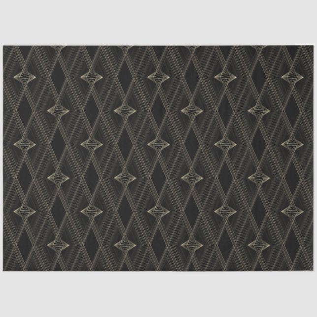 Papier Mousseline Black Gold Diamond Motif Abstrait Chic Géométrique (Recto)