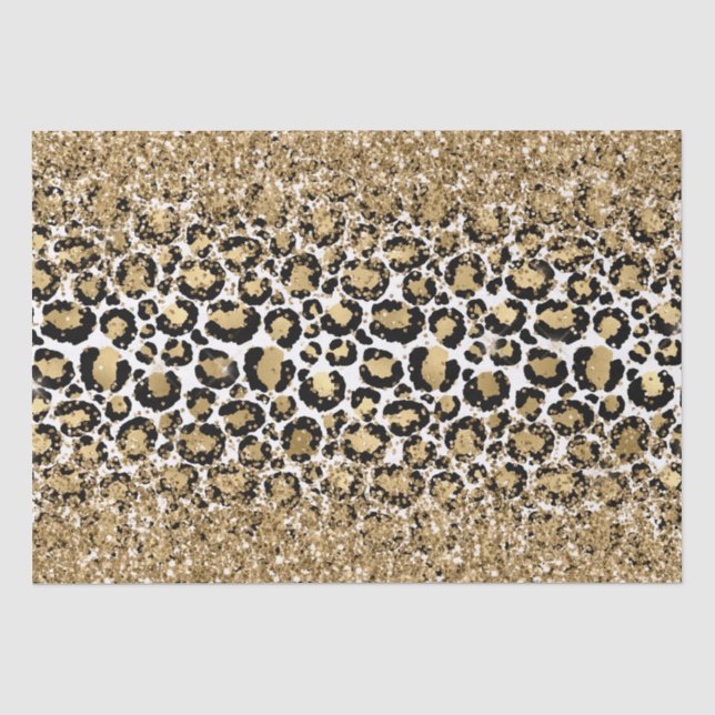 Papier Mousseline Black Gold Empreinte de léopard Glitz (Recto)