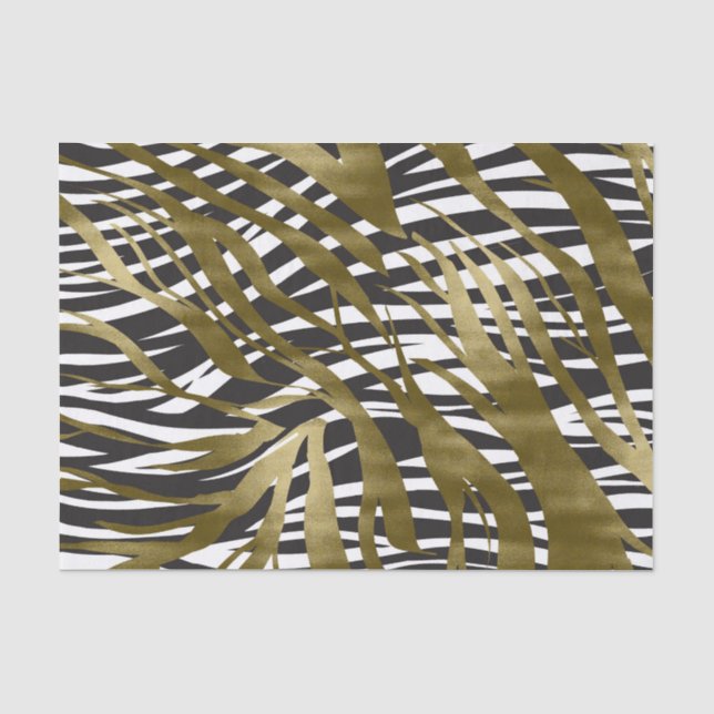 Papier Mousseline Black & Gold Zebra Print Safari Chic Glamor (Recto)