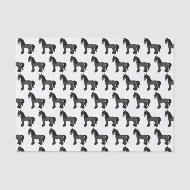 Papier Mousseline Black Gypsy Vanner Clydesdale Shire Horse Motif (Recto)