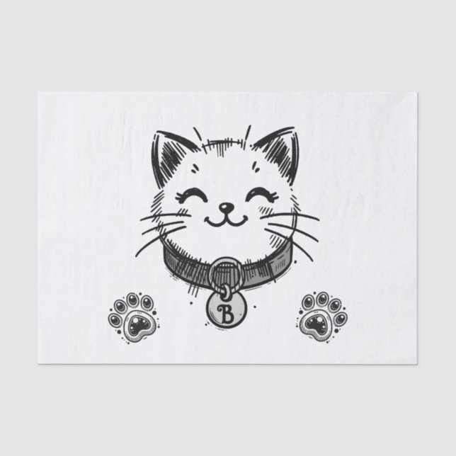 Papier Mousseline Black Kitty Chat Kitten fête d'anniversaire (Recto)