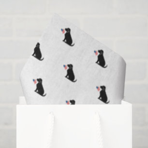 Papier Mousseline Black Lab American Flag USA Preppy Pet Love