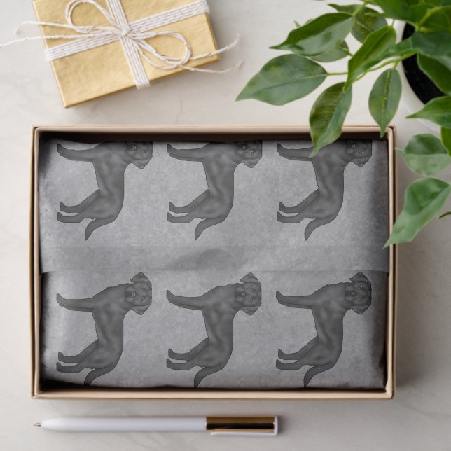 Papier Mousseline Black Labrador Retriever Dog Imprimer Motif Grey (Cadeau)