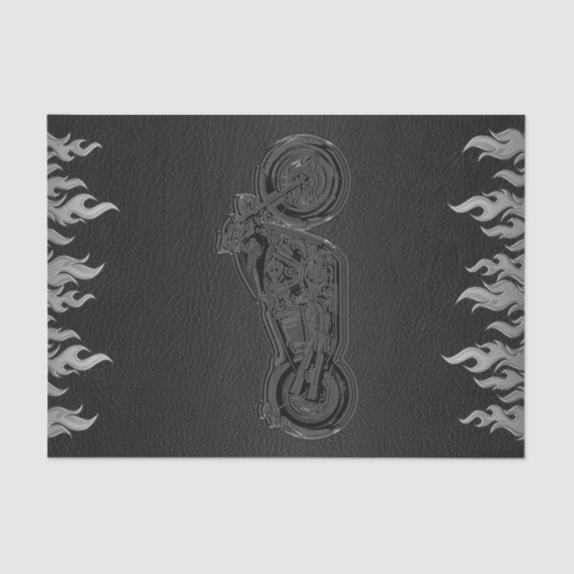 Papier Mousseline Black Leather Silver Chrome Motorcycle Party (Recto)