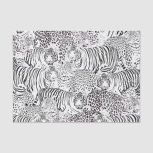 Papier Mousseline Black Leopard Tiger Animals Pattern