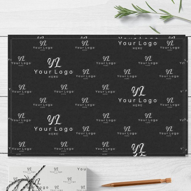 Papier Mousseline Black Logo motif Marque d'entreprise Emballage sim (Créateur téléchargé)