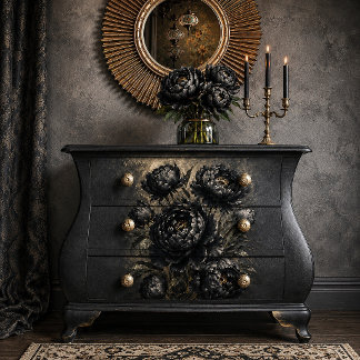 Papier Mousseline Black Peony Bouquet Art Print | Dark Moody Botanic