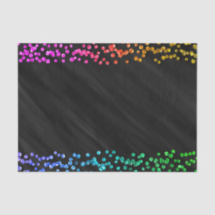 Papier Mousseline Black Rainbow Confetti Dots Fun Party