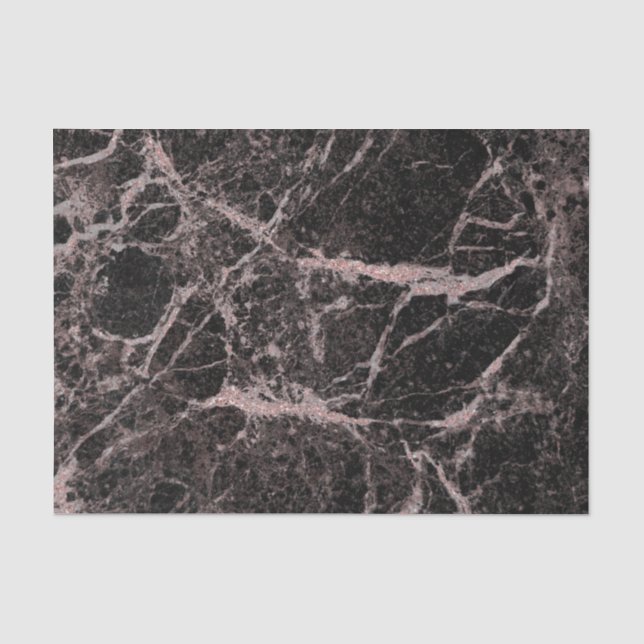 Papier Mousseline Black & Rose Gold Pink Parties scintillant Marble  (Recto)