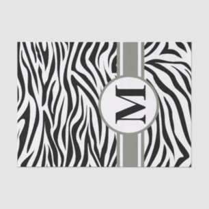 Papier Mousseline Black Safari Zebra avec monogramme