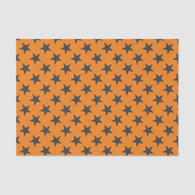 Papier Mousseline Black Stars sur Citrouille (Recto)