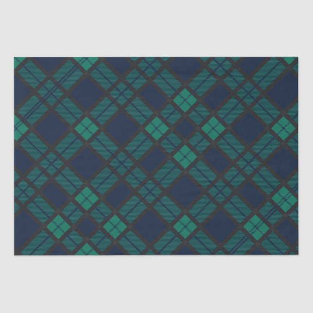 Papier Mousseline Black Watch Tartan Plaid Classic Blue Green (Recto)