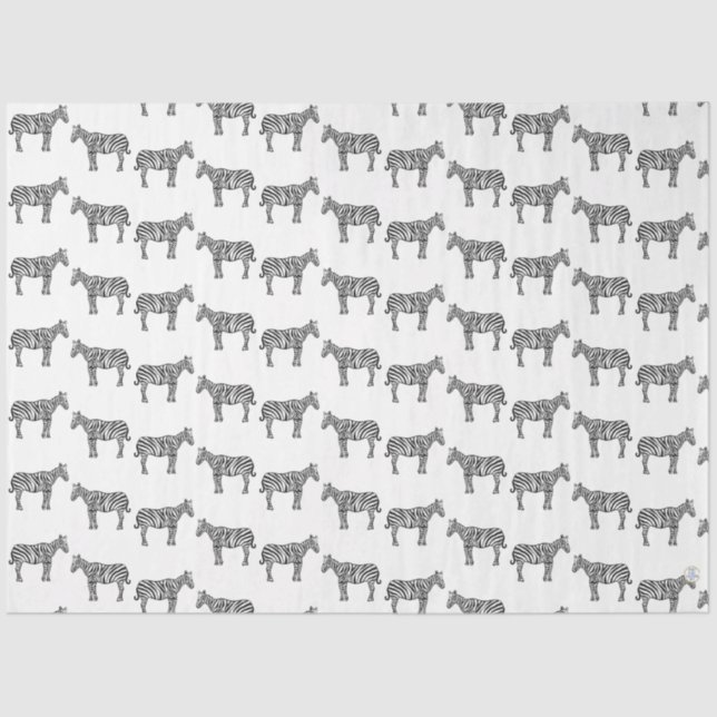 Papier Mousseline Black White Enk Zebra Safari Zoo Animaux (Recto)