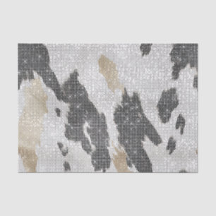 Papier Mousseline Black White Gold Vache Poster de animal étincelle 