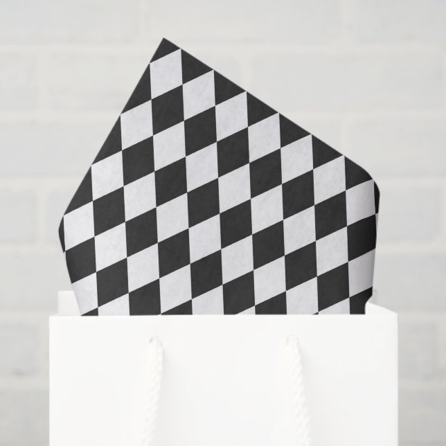 Papier Mousseline Black & White Harlequin Diamonds (Sac cadeau)
