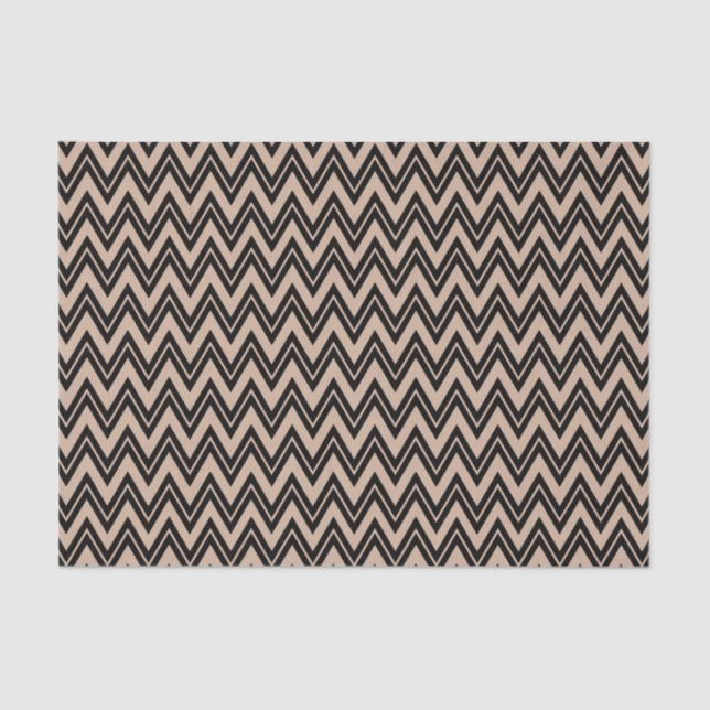 Papier Mousseline Black Zigzag Chevron sur Tan Arrière - plan (Recto)