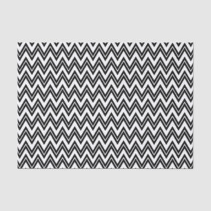 Papier Mousseline Black Zigzag Chevron sur un Arrière - plan blanc