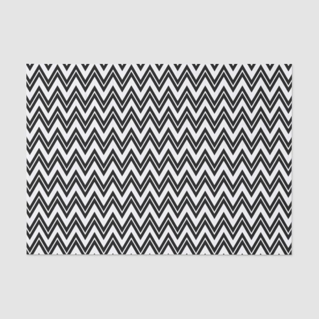 Papier Mousseline Black Zigzag Chevron sur un Arrière - plan blanc (Recto)