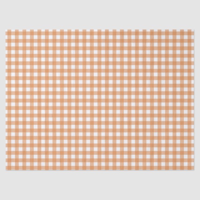Papier Mousseline Blanc moderne et orange En vichy plaid (Recto)