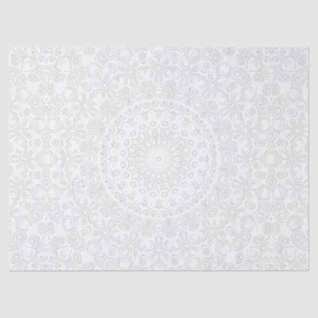 Papier Mousseline Blanc sur blanc minimal Motif Mandala (Recto)