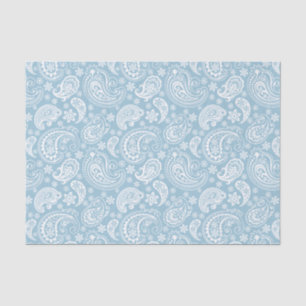 Papier Mousseline Blanc Vintage Paisley sur bébé bleu Arrière - plan