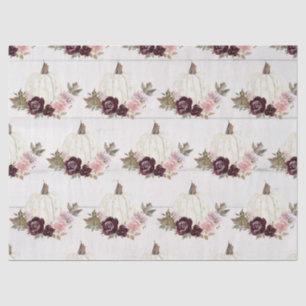 Papier Mousseline Blancs Citrouille Bourgogne rose Floral Automne Aq