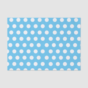 Papier Mousseline Blancs et Bleus Grand Moyenne Polka Dot