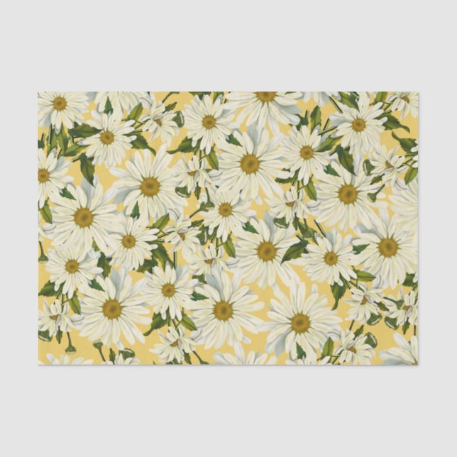 Papier Mousseline Blancs marguerites Fleur Fleur Jaune Bright Party (Recto)
