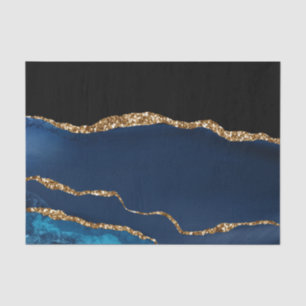 Papier Mousseline Bleu Agate Marbre brillant Parties scintillant dor