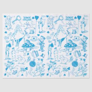 Papier Mousseline Bleu Alice au pays des merveilles Découpage Motif