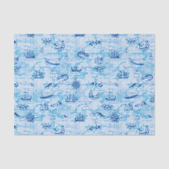 Papier Mousseline Bleu antique nautique d'Ancre de bateau de (Recto)