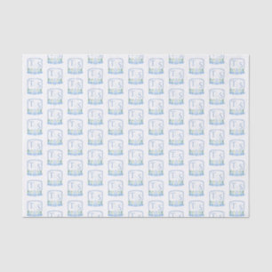 Papier Mousseline Bleu Blanc Monogramme Mariage Crest Welcome Box