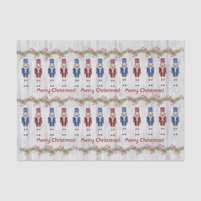 Papier Mousseline Bleu blanc noix Joyeux Noël (Recto)