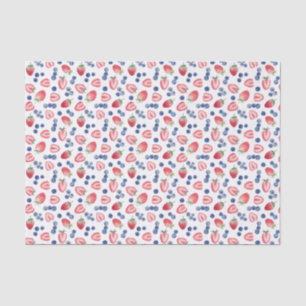 Papier Mousseline Bleu blanc rouge pâtisseries d'été Bleu bleuets