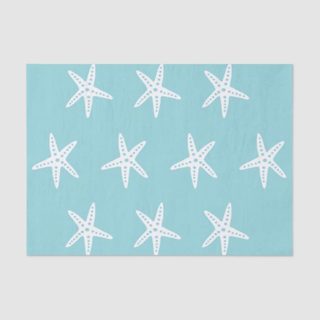 Papier Mousseline Bleu blanc Starfish Découpage (Recto)