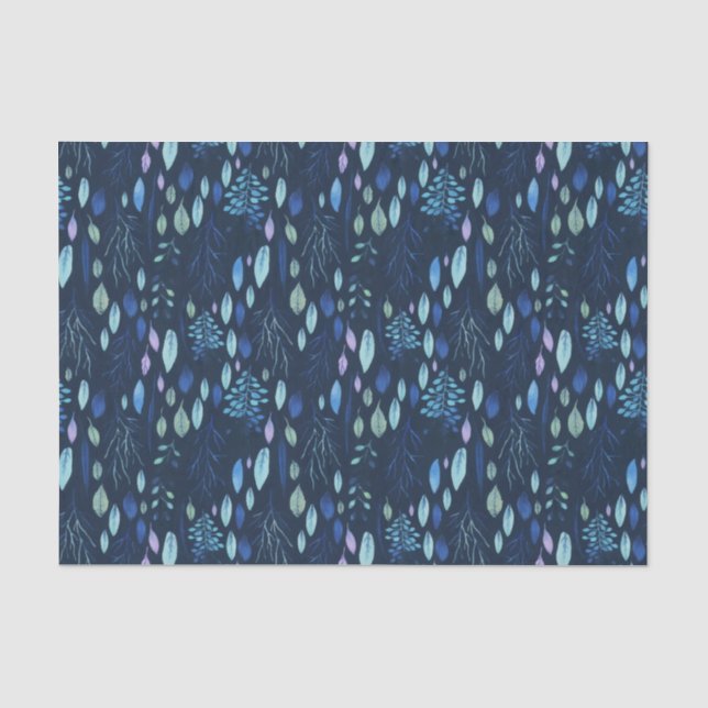 Papier Mousseline Bleu bleu marine Botanique Feuille Jardin Aquarell (Recto)