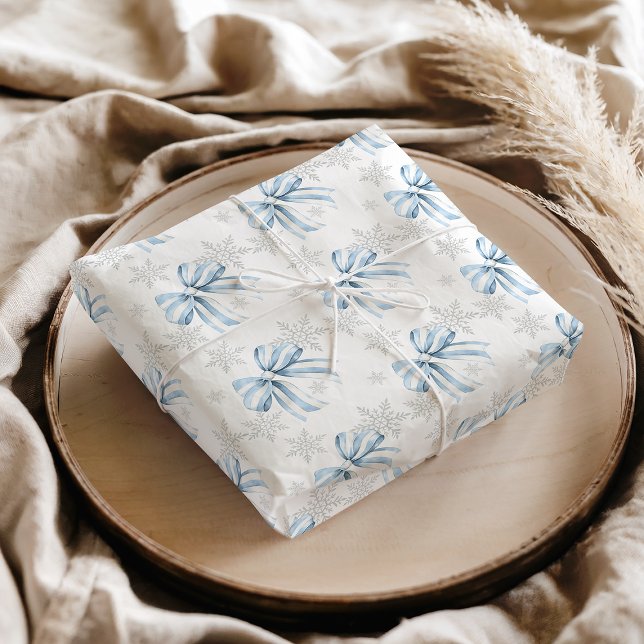 Papier Mousseline Bleu Bow Silver Snowflake thème hiver (Blue Bow Silver Snowflake Winter Theme Tissue Paper
The #holidaywrappingpaper
#wintrethemewrapping
)