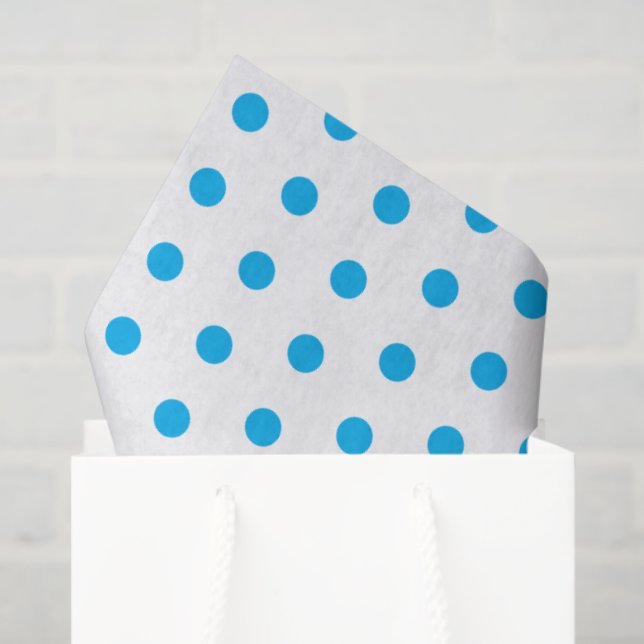 Papier Mousseline Bleu clair Pois Preppy Multi use (Sac cadeau)